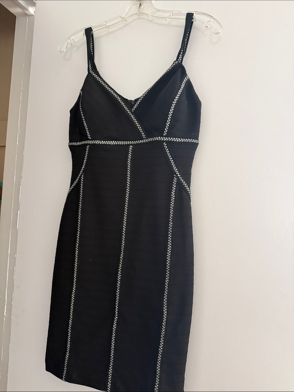 Black Stretch Dress with White Stitching